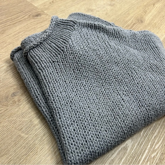 Eileen Fisher Sweaters - Eileen Fisher 100% Organic Cotton Thick Textured Knit Mock Neck Blue Sweater